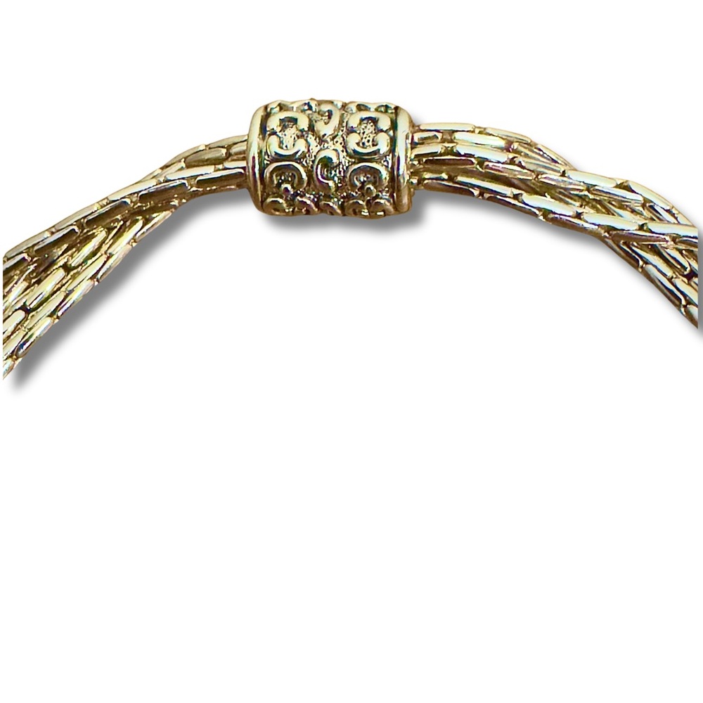 CROSS Pendant & NECKLACE Silver/Gold Metal Filigree Magnetic Closure Black Stone - Picture 5 of 9